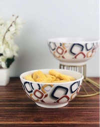 Go Hooked Printed Designer Melamine Soup Bowls/Cereal Bowls/Snacks Bowls/Mixxing Bowls/Salad Bowls/Fruit Bowls-400ml-Pack of 2 - 400 ml, Melamine, Bowl, Pack of2